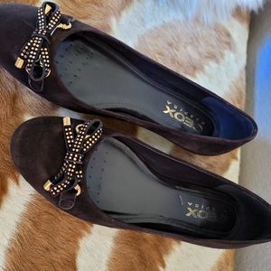 Geox Womens Leather Ballet Flats with small wedge